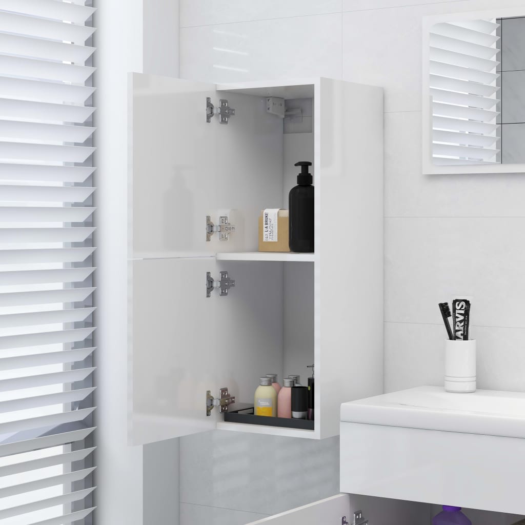  Badezimmerschrank Hochglanz-Weiß 30x30x80 cm Holzwerkstoff