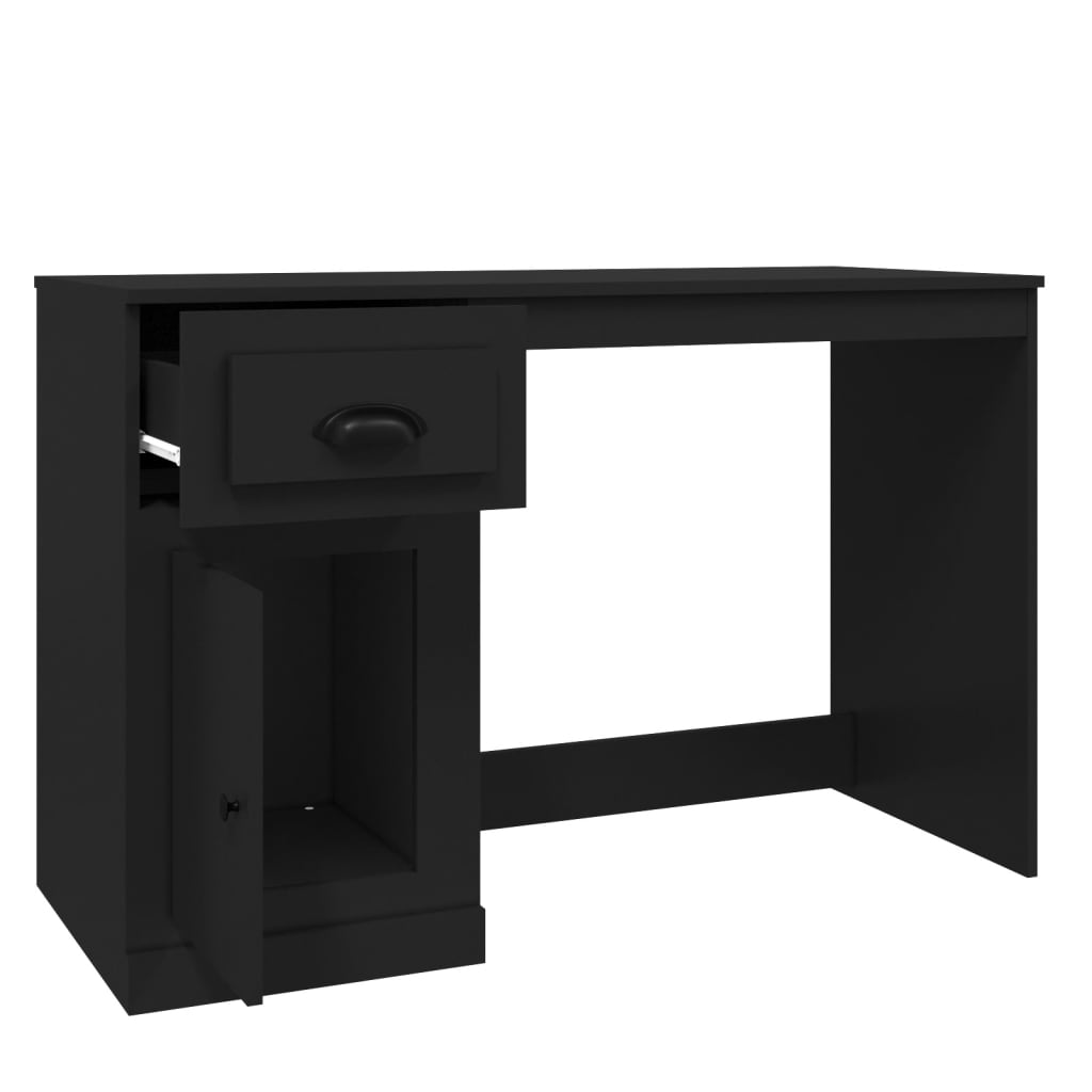  Schreibtisch mit Schublade Schwarz 115x50x75 cm Holzwerkstoff