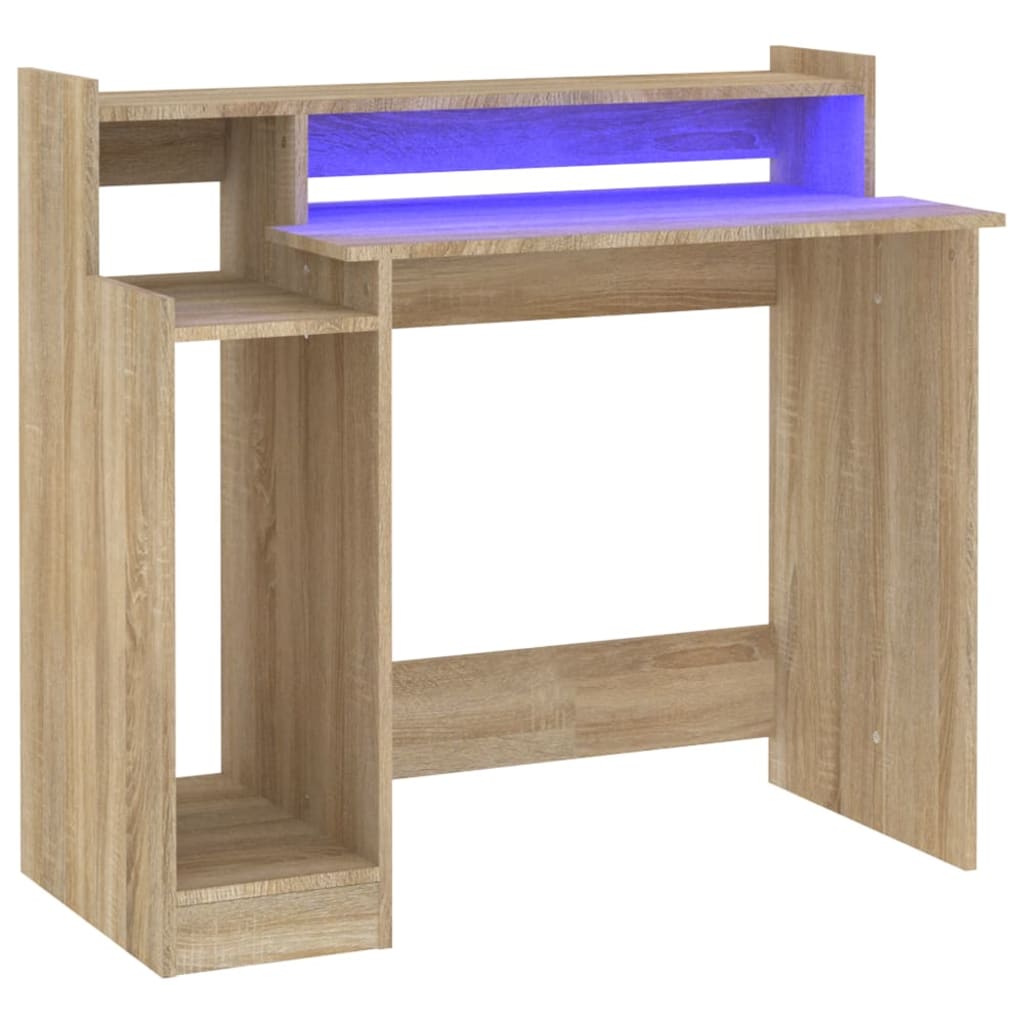  Schreibtisch mit LEDs Sonoma-Eiche 97x45x90 cm Holzwerkstoff
