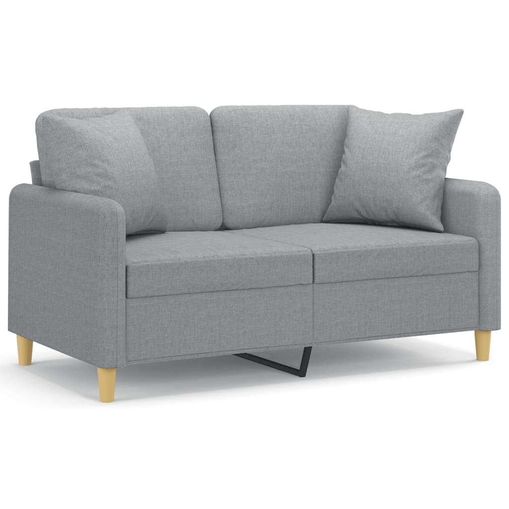  2-Sitzer-Sofa mit Zierkissen Hellgrau 120 cm Stoff