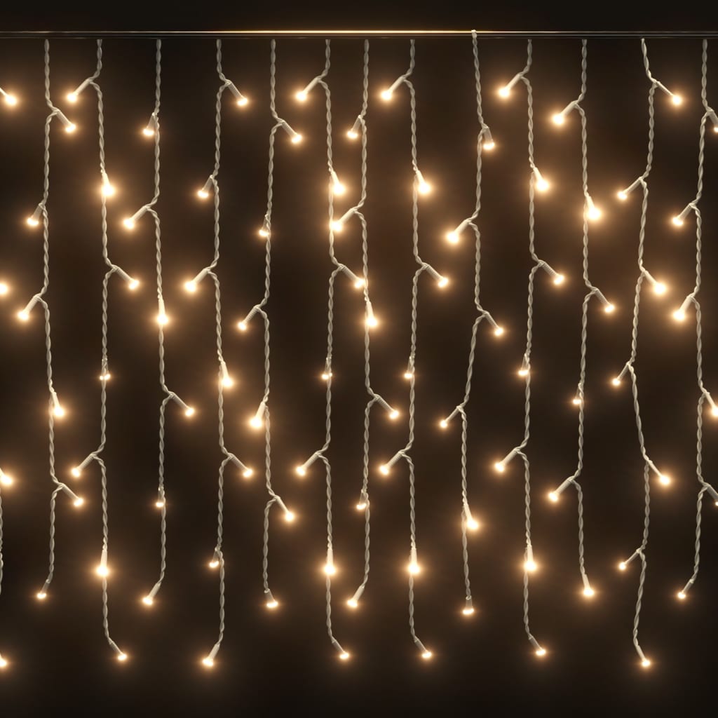  Lichtervorhang LED Eiszapfen 10 m 400 LED Warmweiß 8 Funktionen