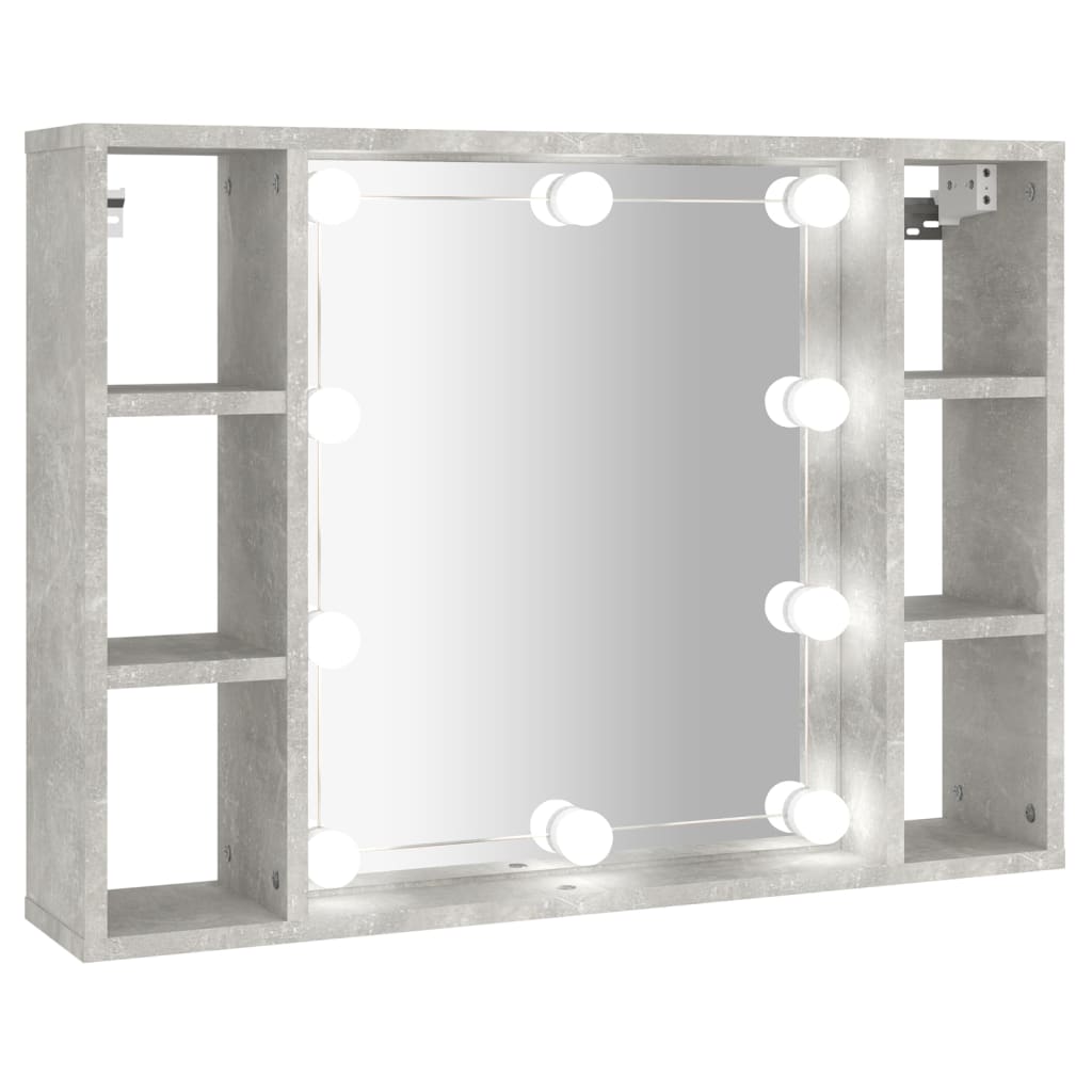  Spiegelschrank mit LED Betongrau 76x15x55 cm