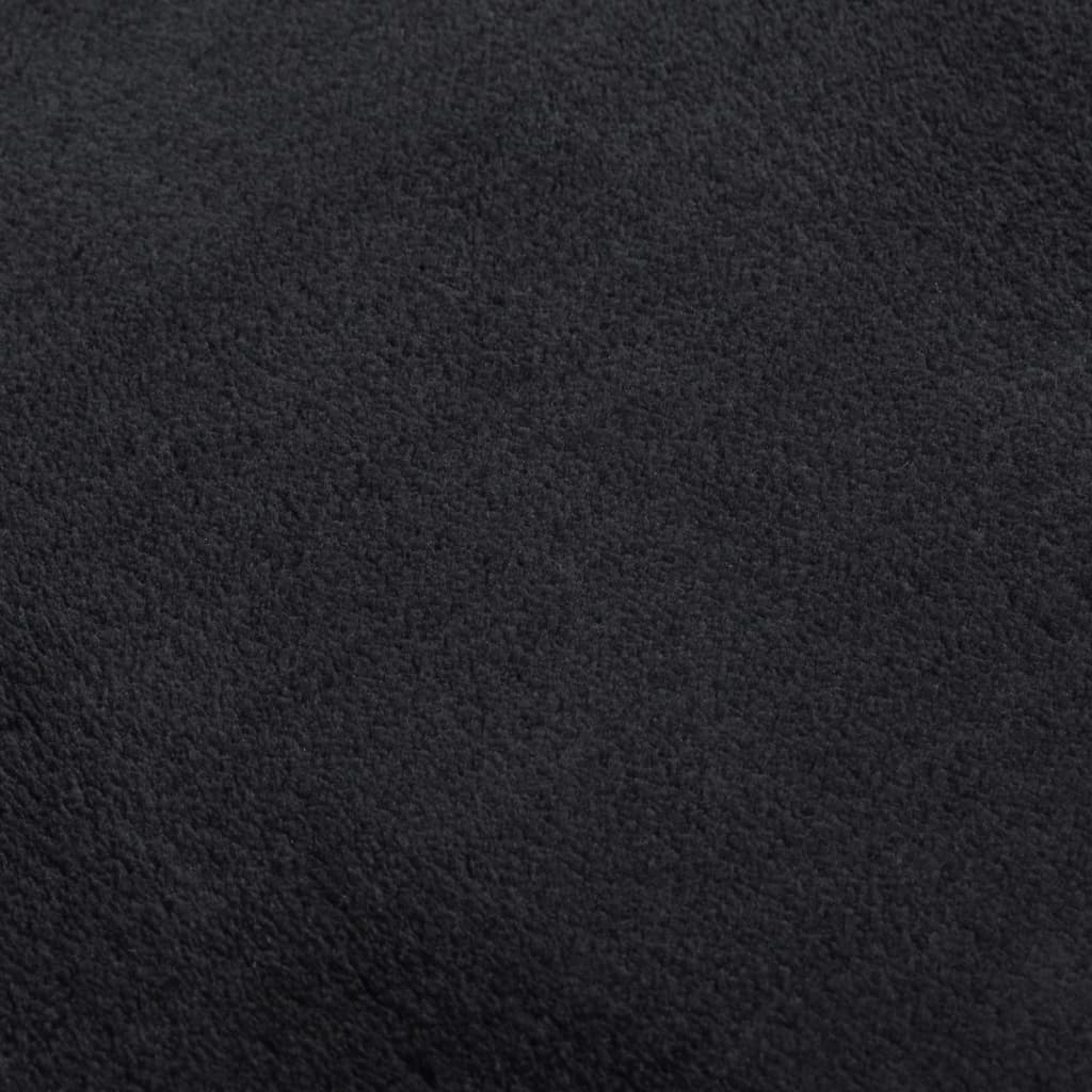  Teppich Waschbar Flauschig Kurzflor 80x150 Rutschfest Schwarz