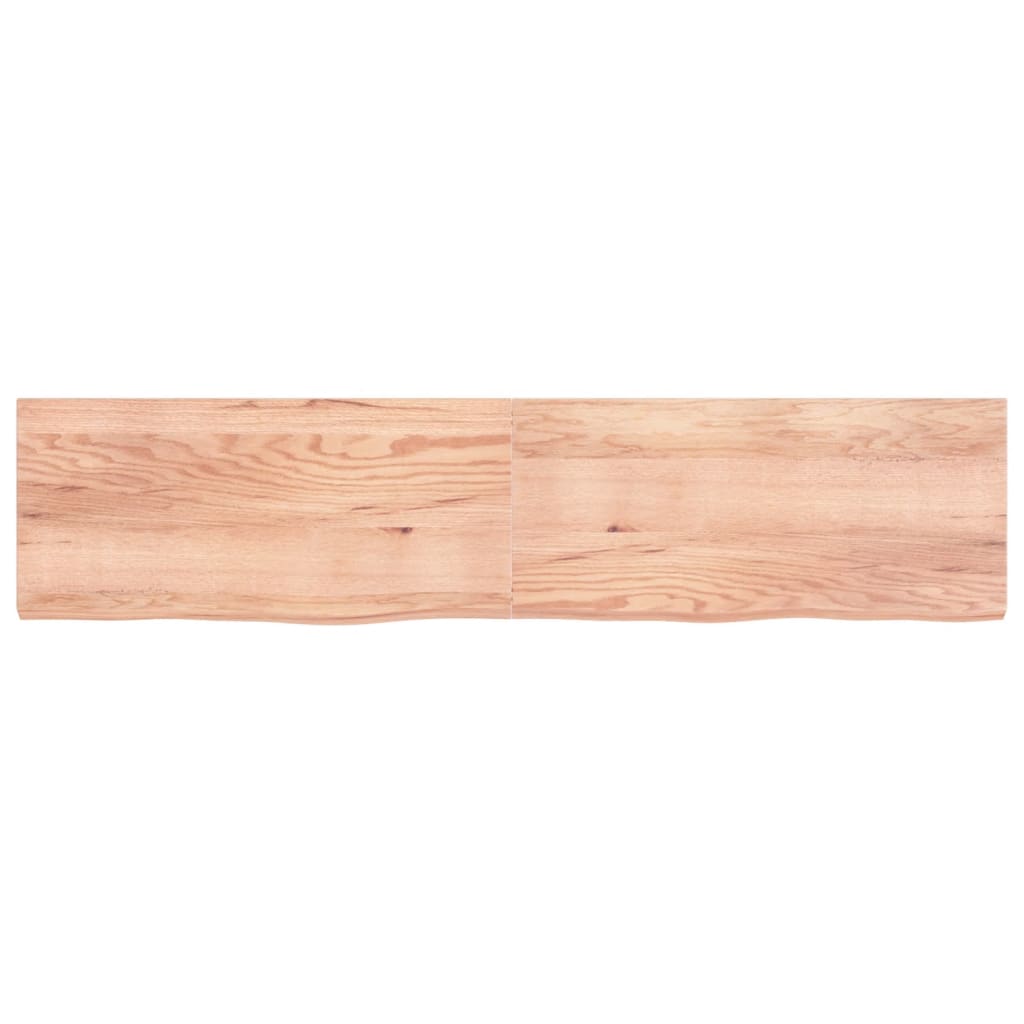  Tischplatte Hellbraun 220x50x(2-6)cm Massivholz Eiche Behandelt