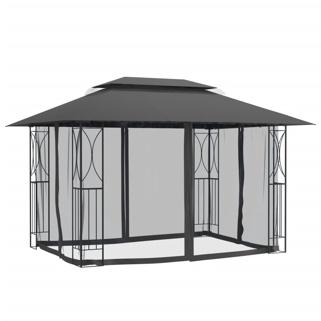  Pavillon mit Seitenwänden Anthrazit 400x300x270 cm Stahl