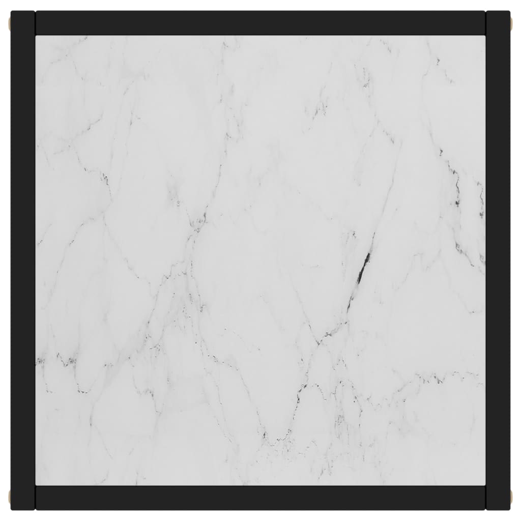  Couchtisch Schwarz mit Weißem Glas Marmor-Optik 40x40x50 cm