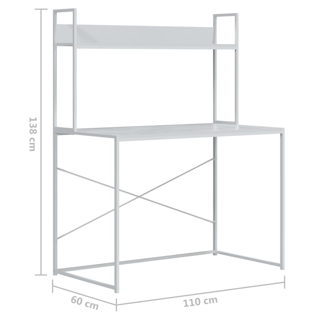  Schreibtisch Weiß 110x60x138 cm Holzwerkstoff