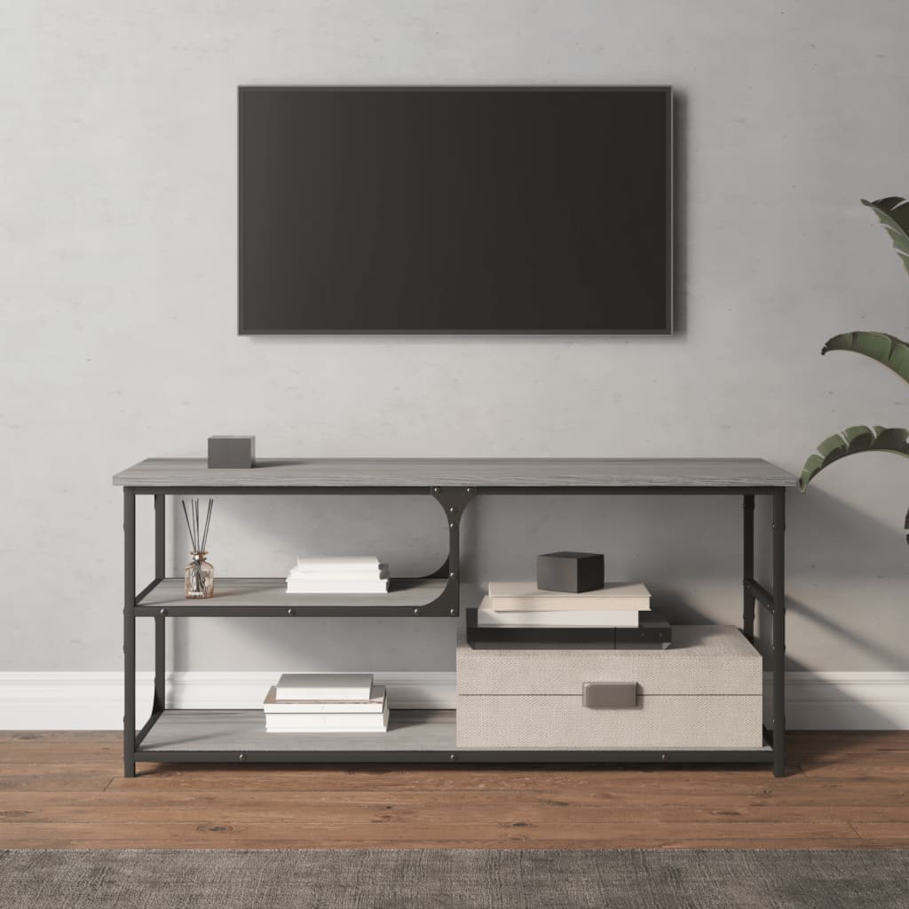  TV-Schrank Grau Sonoma 103x38x46,5 cm Holzwerkstoff und Stahl