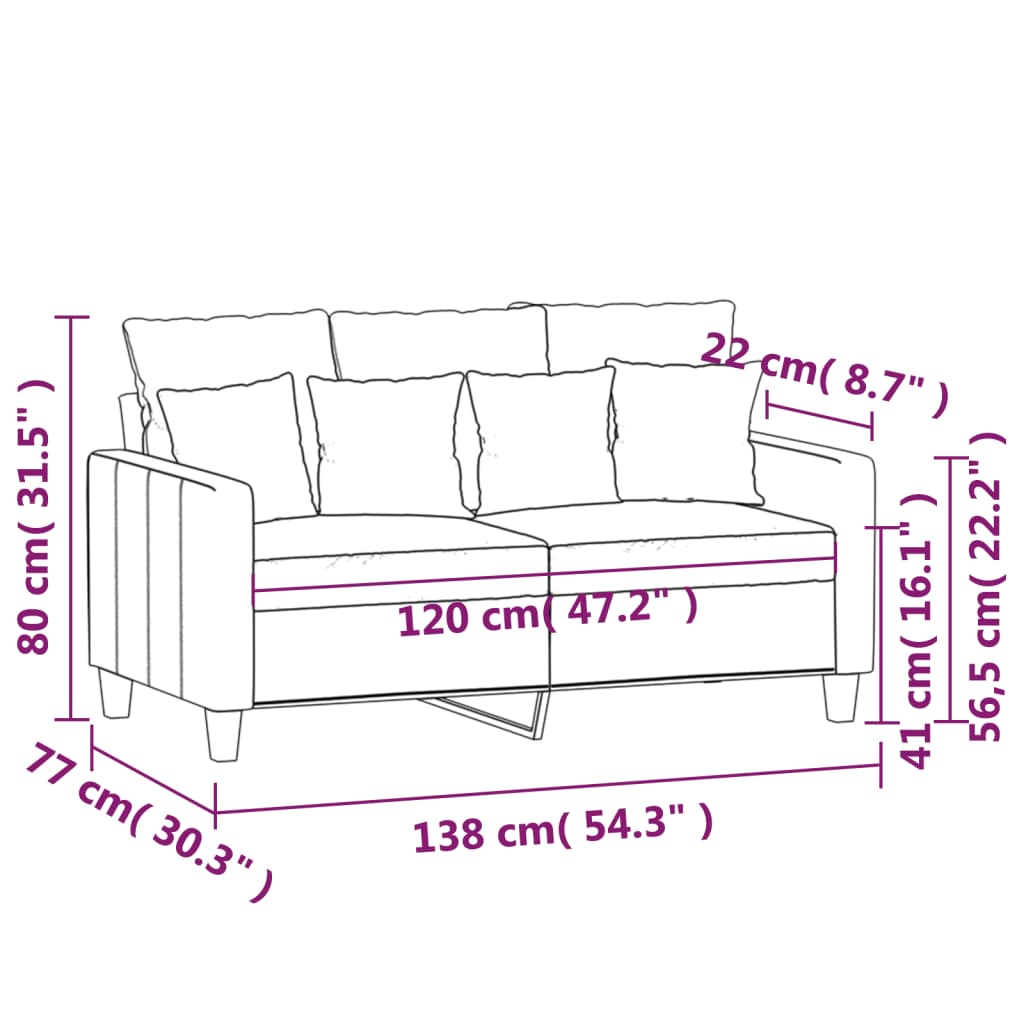  2-Sitzer-Sofa Creme 120 cm Stoff