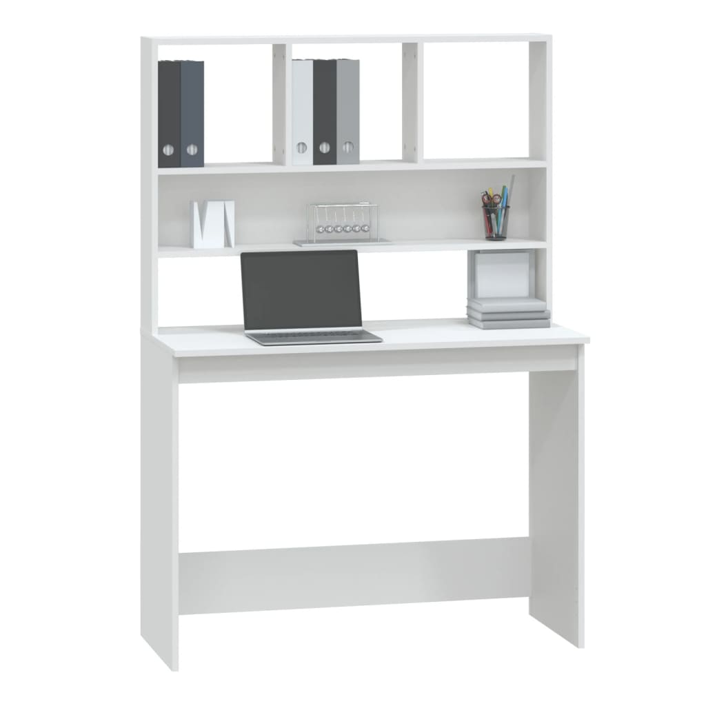  Schreibtisch mit Regal Weiß 102x45x148 cm Holzwerkstoff