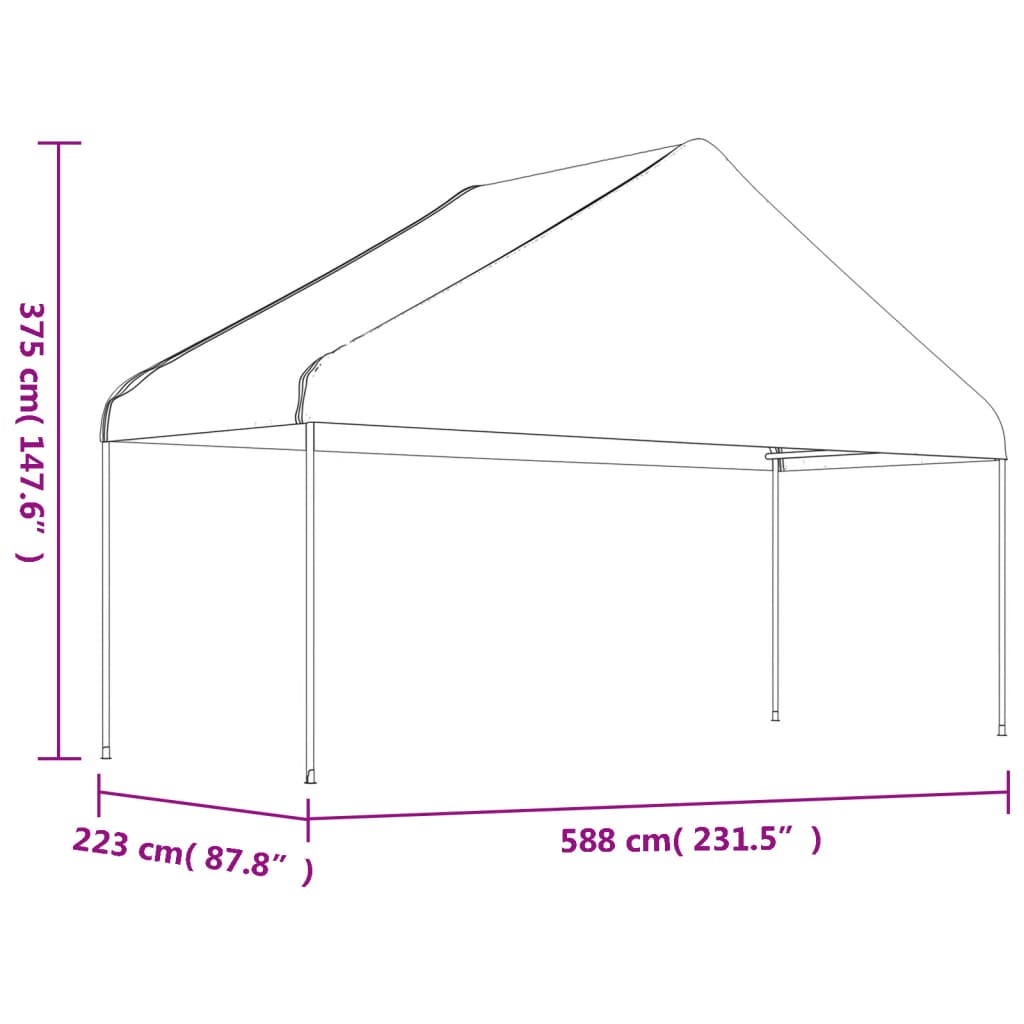  Pavillon mit Dach Weiß 17,84x5,88x3,75 m Polyethylen
