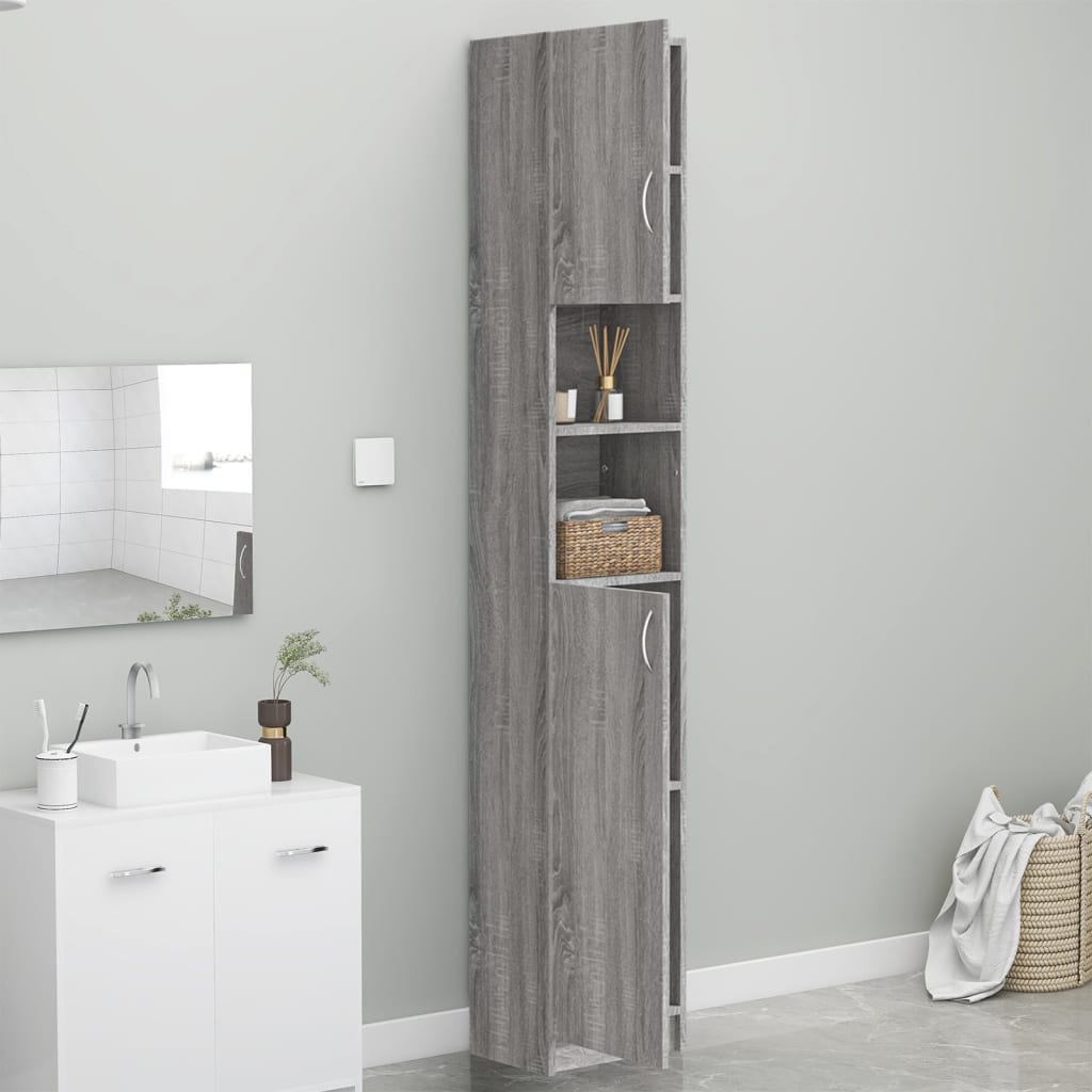  Badezimmerschrank Grau Sonoma 32x25,5x190 cm Holzwerkstoff