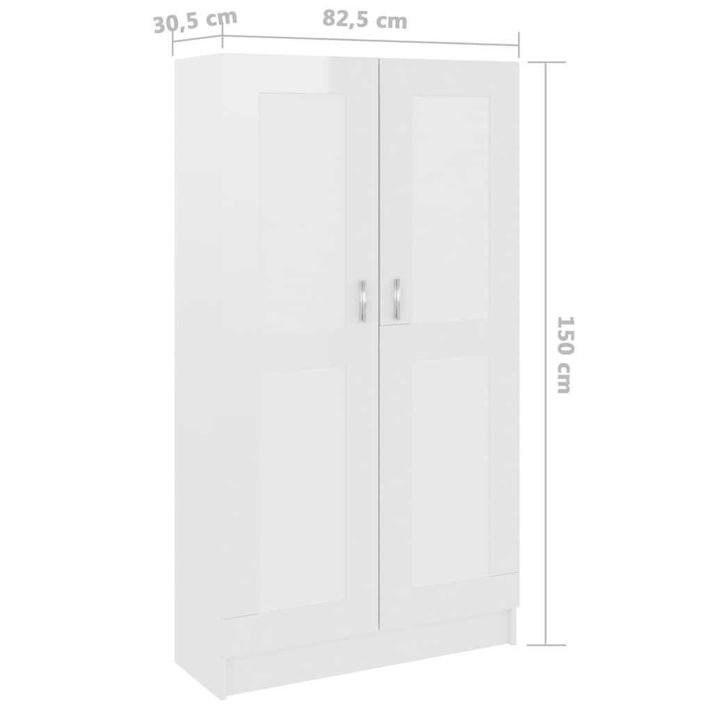  Bücherschrank Hochglanz-Weiß 82,5x30,5x150 cm Holzwerkstoff