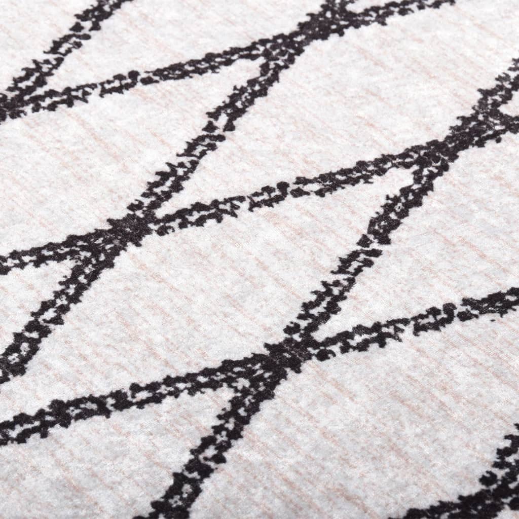  Teppich Waschbar 80x300 cm Schwarz und Weiß Rutschfest