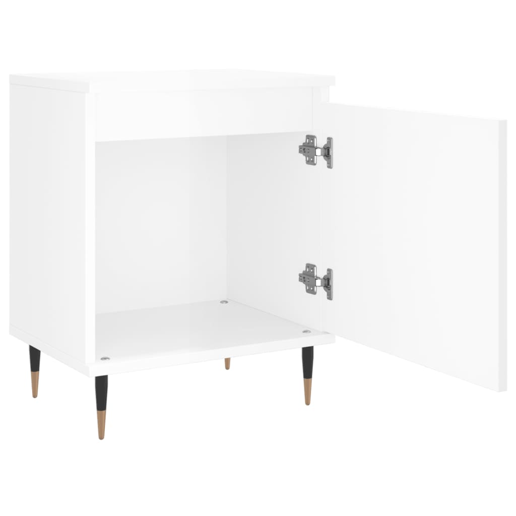  Nachttisch Hochglanz-Weiß 40x30x50 cm Holzwerkstoff