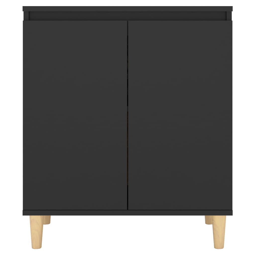  Sideboard mit Massivholz-Beinen Schwarz 60x35x70 cm