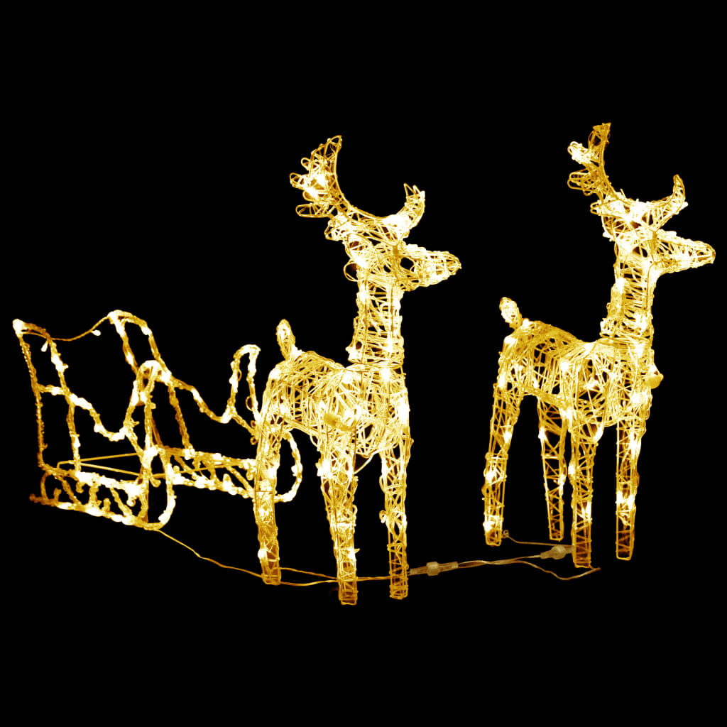  Rentiere & Schlitten Weihnachtsdekoration 160 LEDs 130 cm Acryl