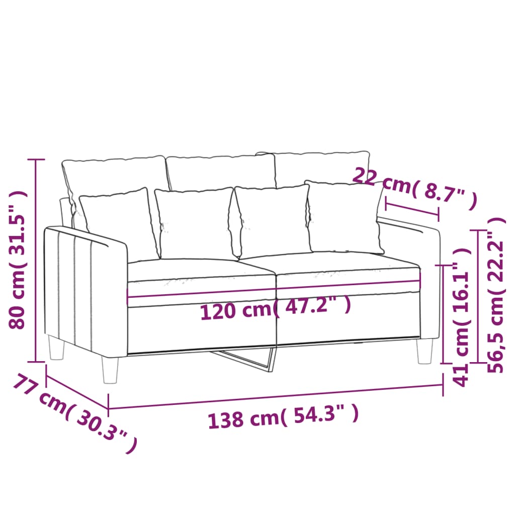  2-Sitzer-Sofa Weinrot 120 cm Samt
