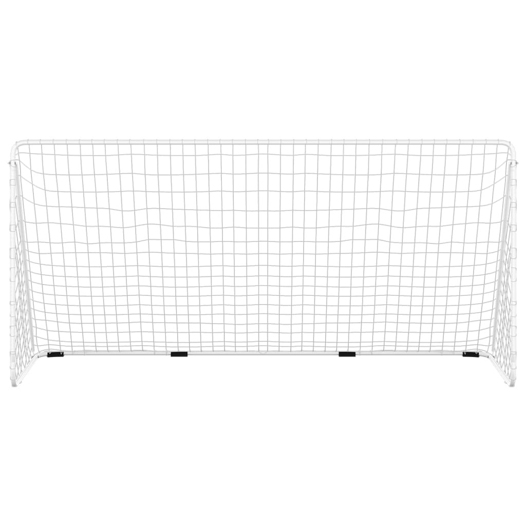  Fußballtor mit Netz Weiß 366x122x182 cm Stahl