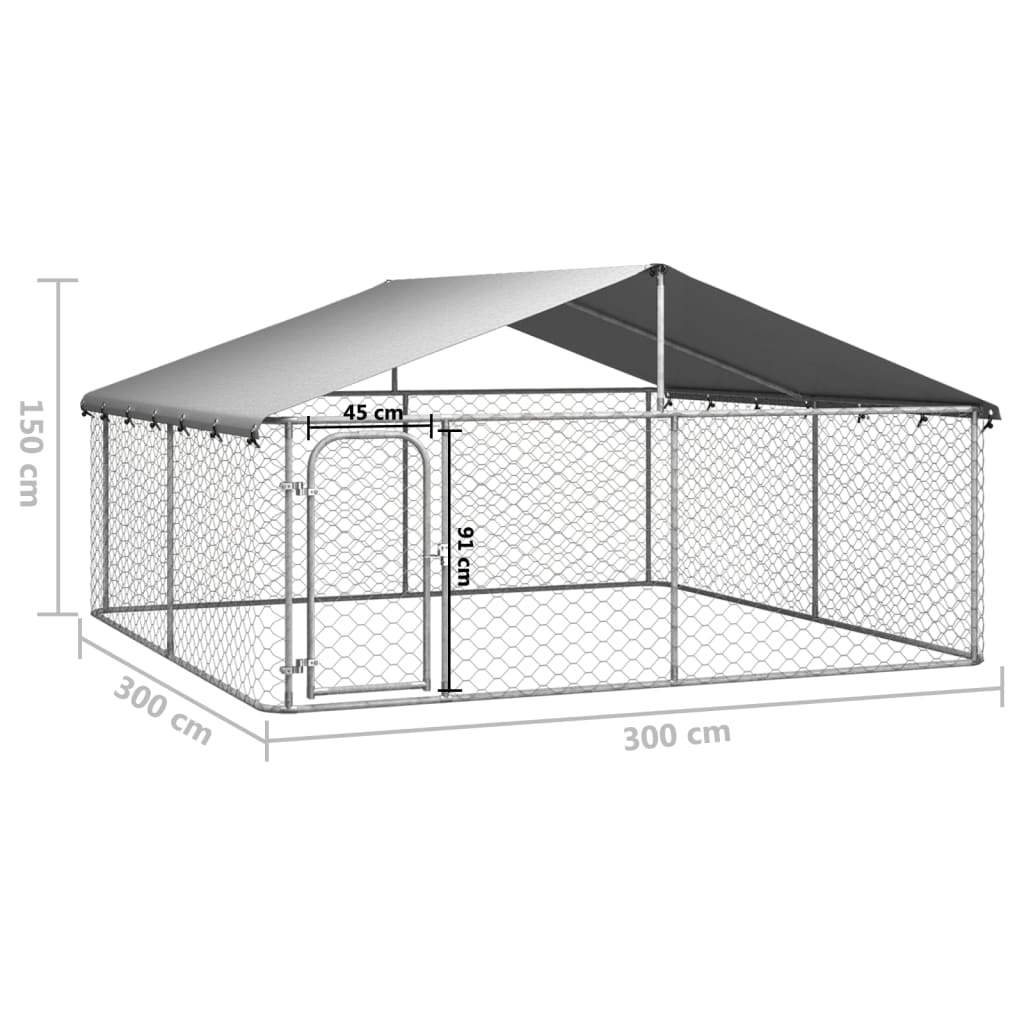  Outdoor-Hundezwinger mit Dach 300x300x150 cm