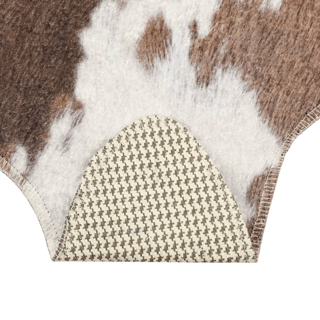  Teppich Braun & Weiß 120x170 cm Kuhmuster Waschbar Rutschfest