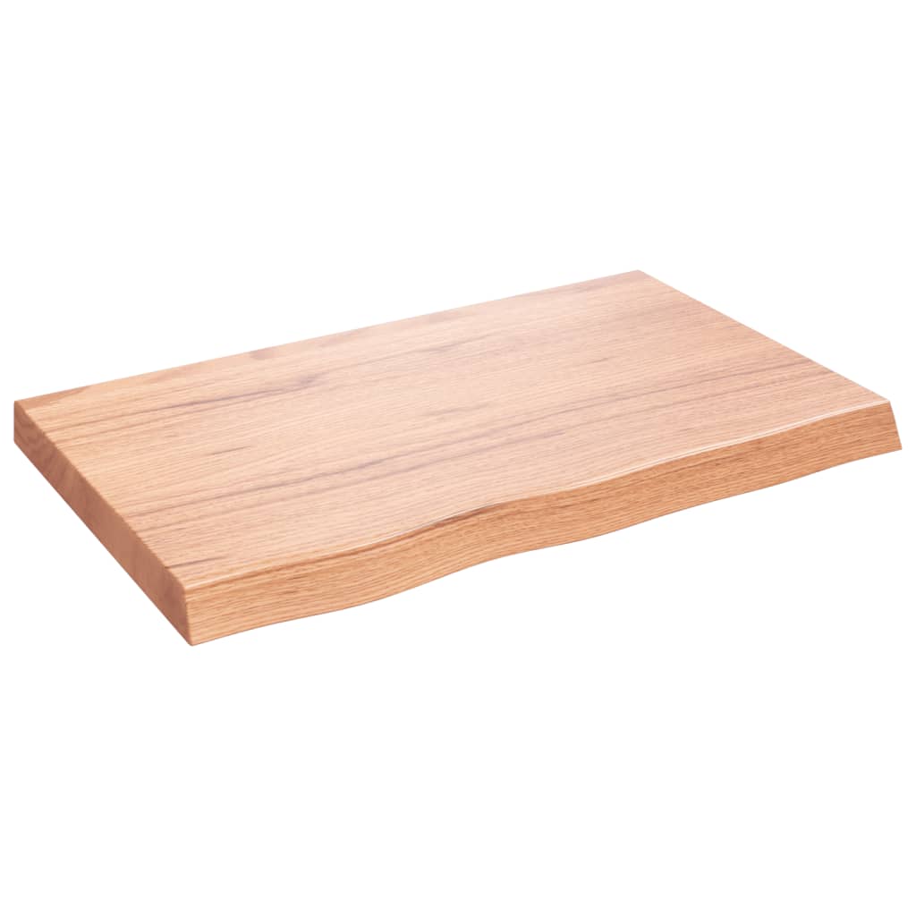  Tischplatte Hellbraun 80x50x(2-6) cm Massivholz Eiche Behandelt