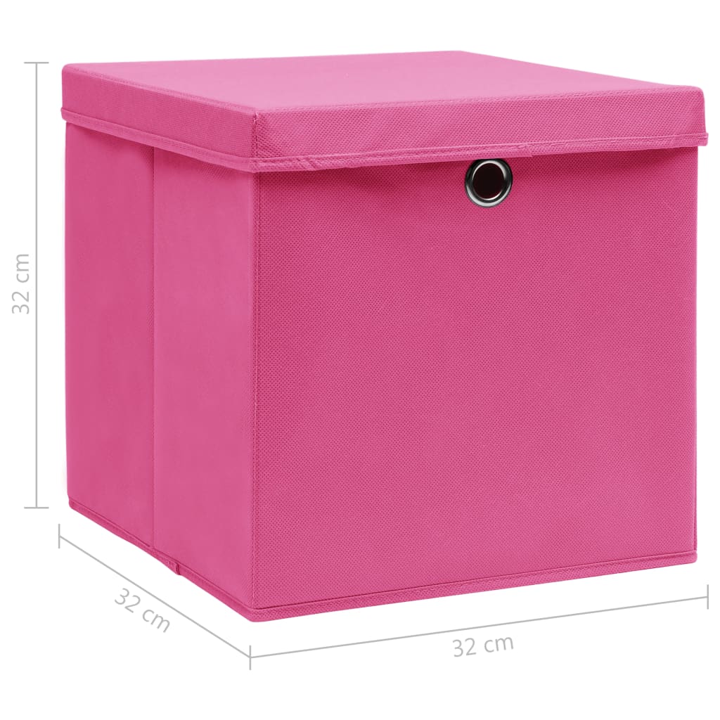  Aufbewahrungsboxen mit Deckeln 10 Stk. Rosa 32x32x32 cm Stoff