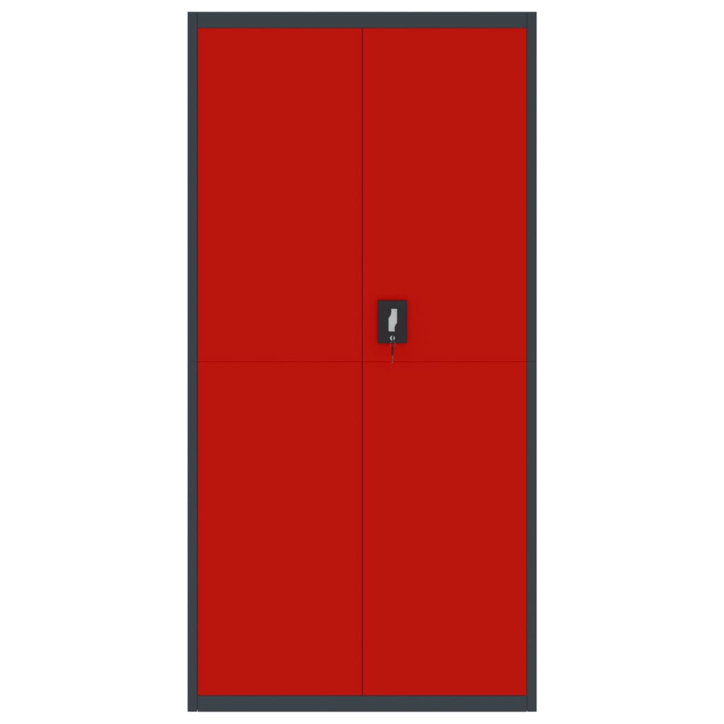  Aktenschrank Anthrazit und Rot 90x40x180 cm Stahl