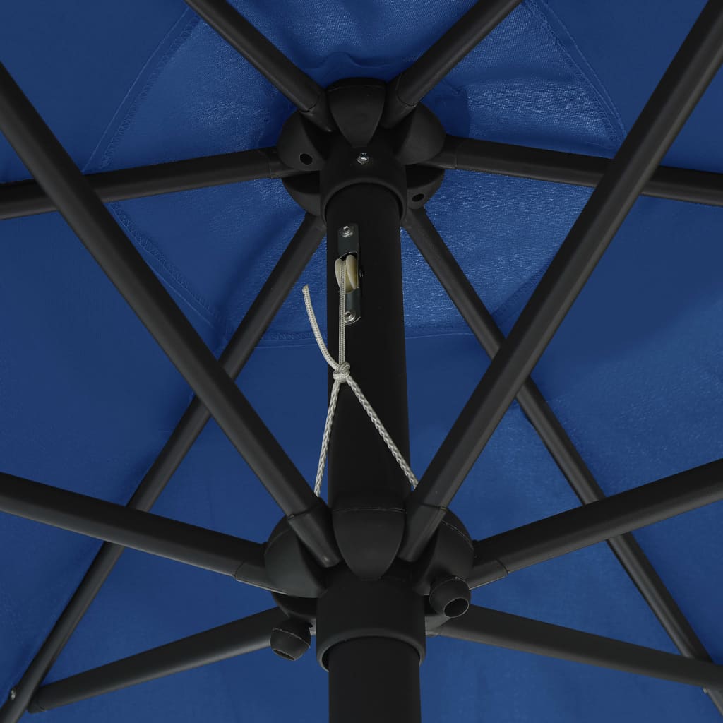  Sonnenschirm mit LED-Leuchten & Aluminium-Mast 270 cm Azurblau