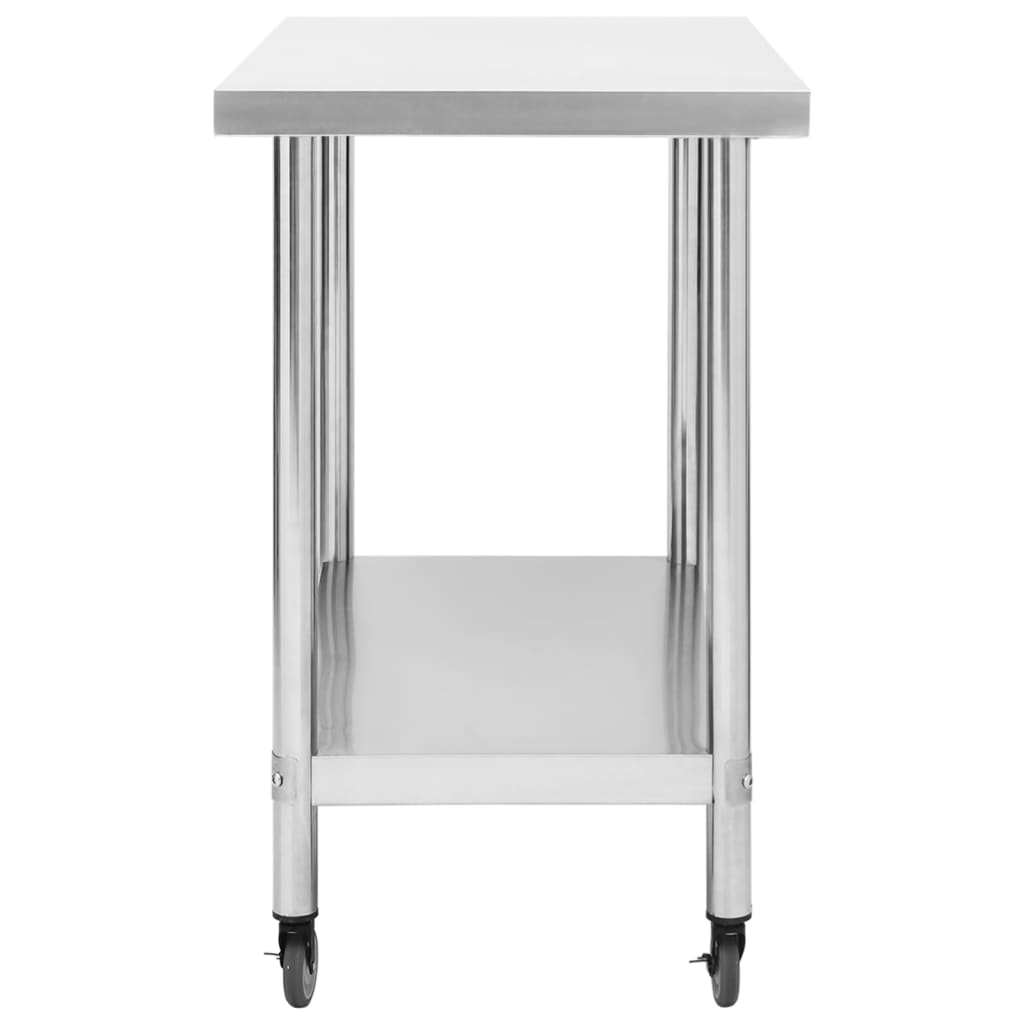  Küchen-Arbeitstisch mit Rollen 100x30x85 cm Edelstahl
