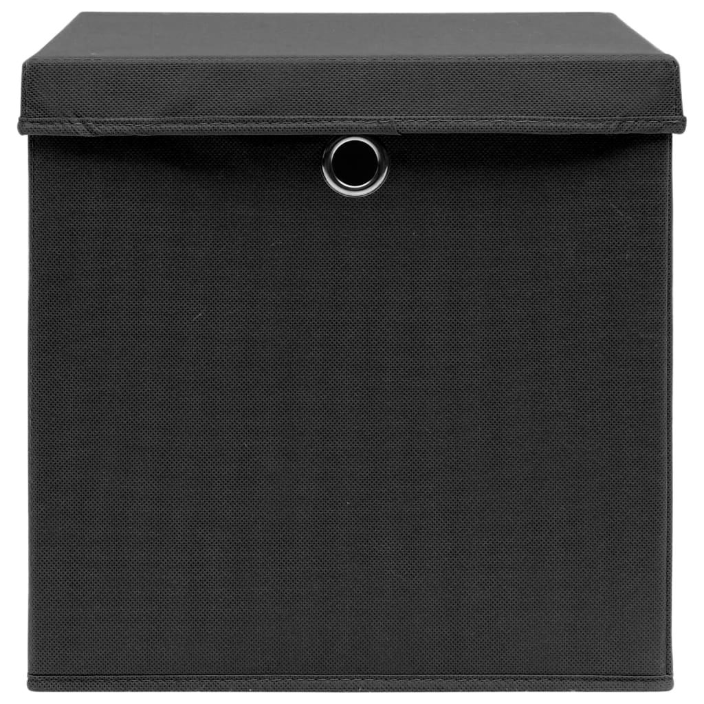  Aufbewahrungsboxen mit Deckeln 4 Stk. Schwarz 32x32x32 cm Stoff