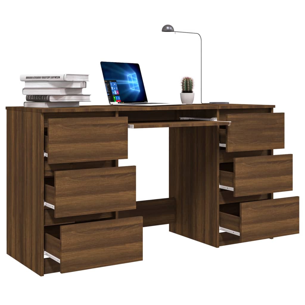  Schreibtisch Braun Eichen-Optik 140x50x77 cm Holzwerkstoff
