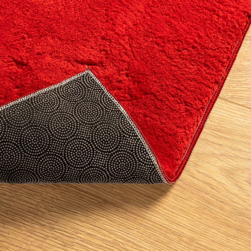  Teppich HUARTE Kurzflor Weich und Waschbar Rot 240x240 cm