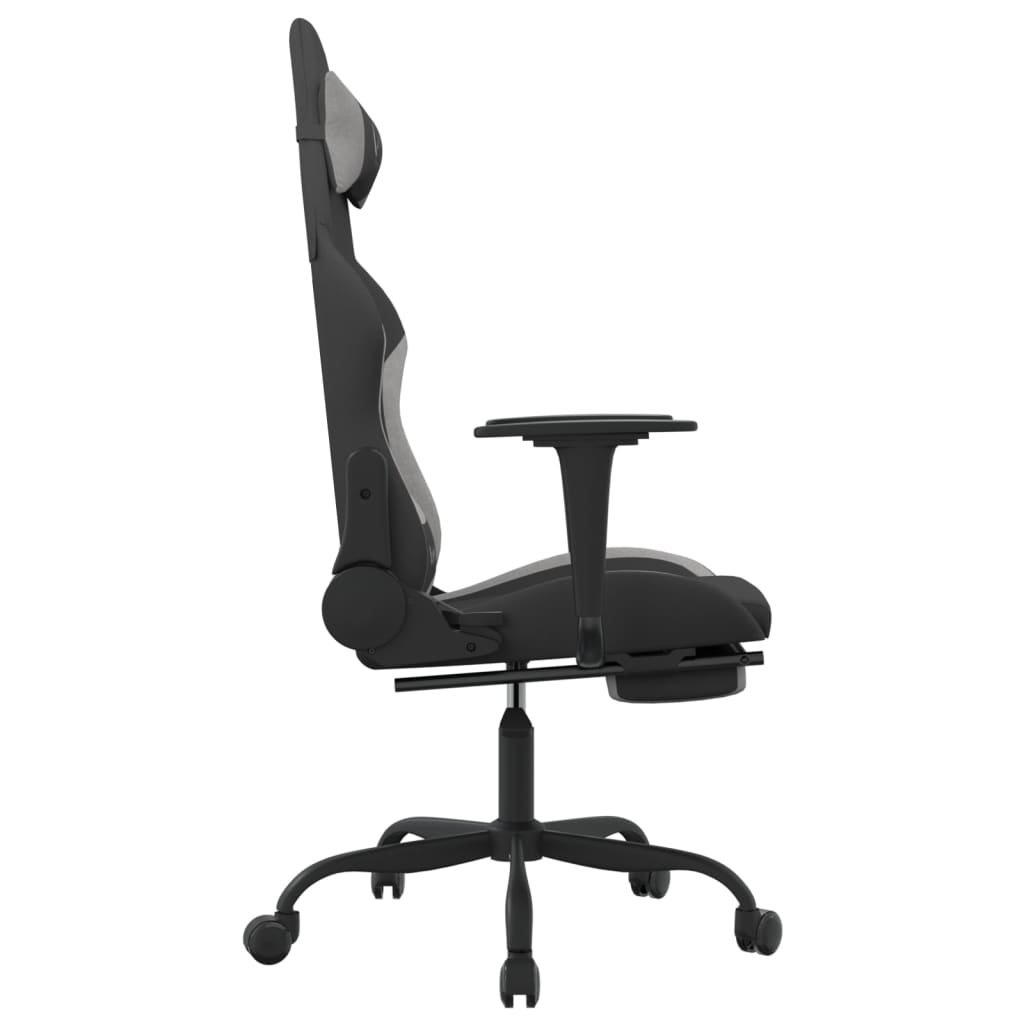  Gaming-Stuhl mit Massage & Fußstütze Schwarz und Hellgrau Stoff