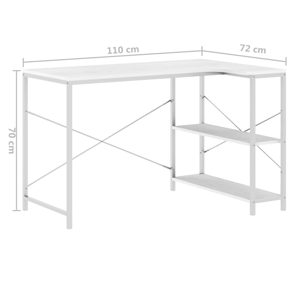  Computertisch Weiß 110x72x70 cm Holzwerkstoff