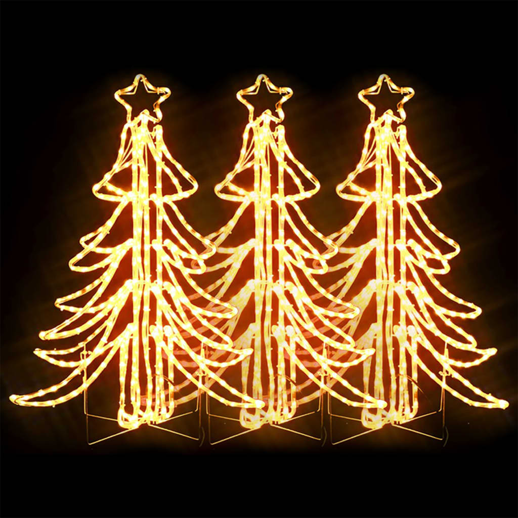  LED-Weihnachtsbäume 3 Stk. Klappbar Warmweiß 87x87x93 cm