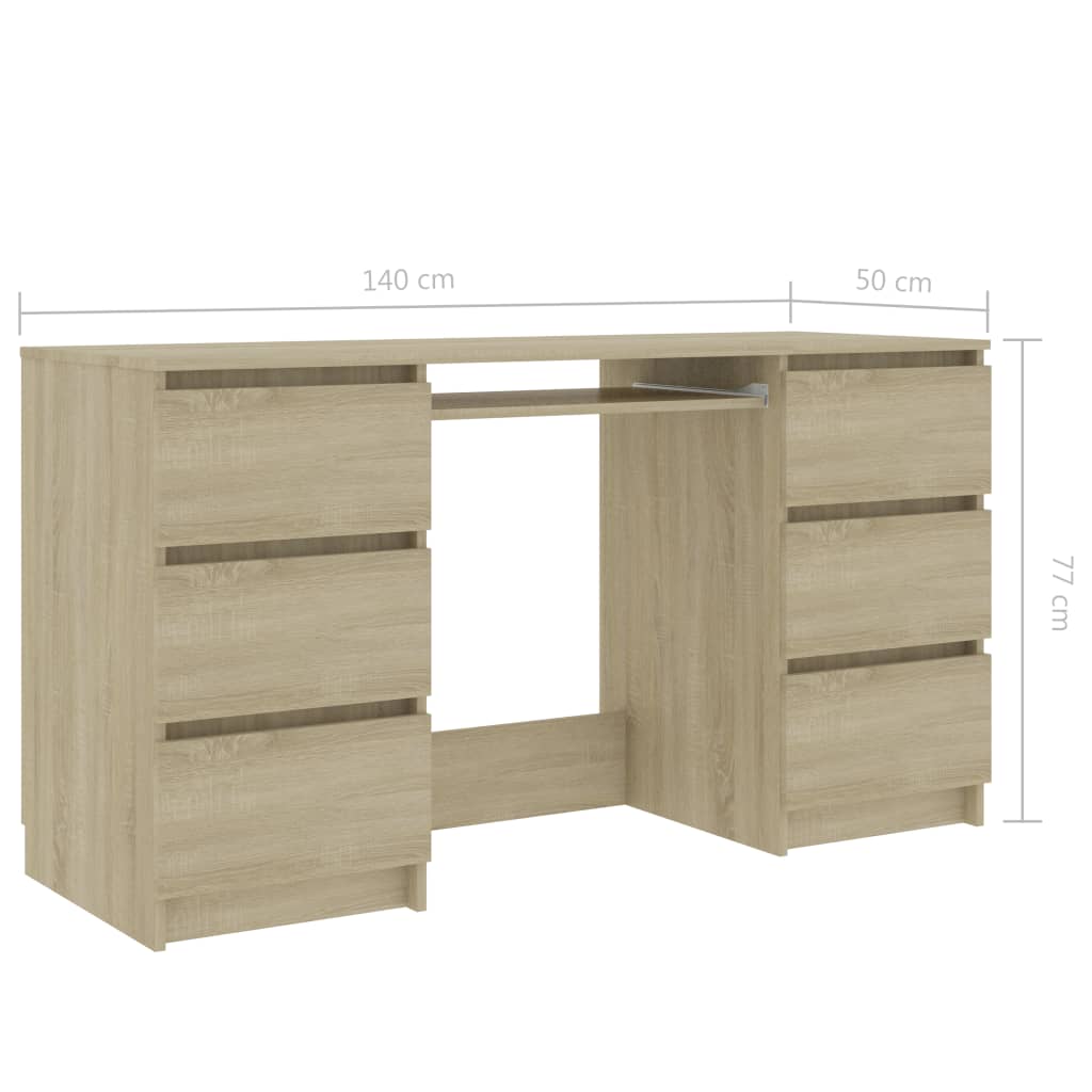  Schreibtisch Sonoma-Eiche 140x50x77 cm Holzwerkstoff