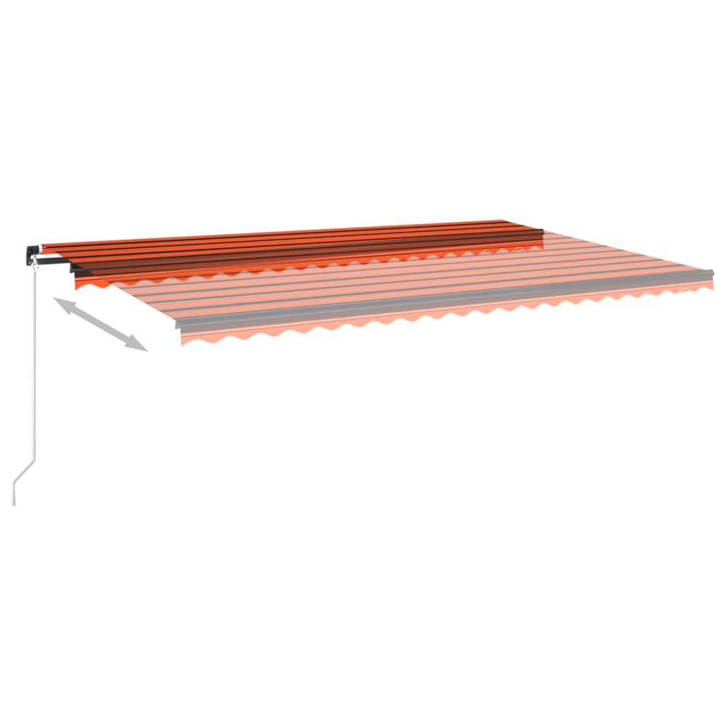  Markise Manuell Einziehbar mit LED 500x350 cm Orange & Braun