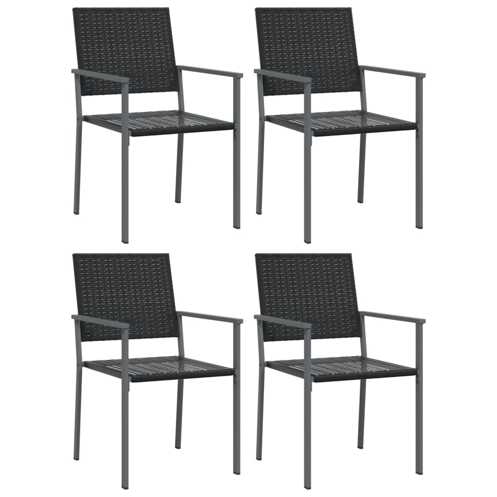  Gartenstühle 4 Stk. Schwarz 54x62,5x89 cm Poly Rattan