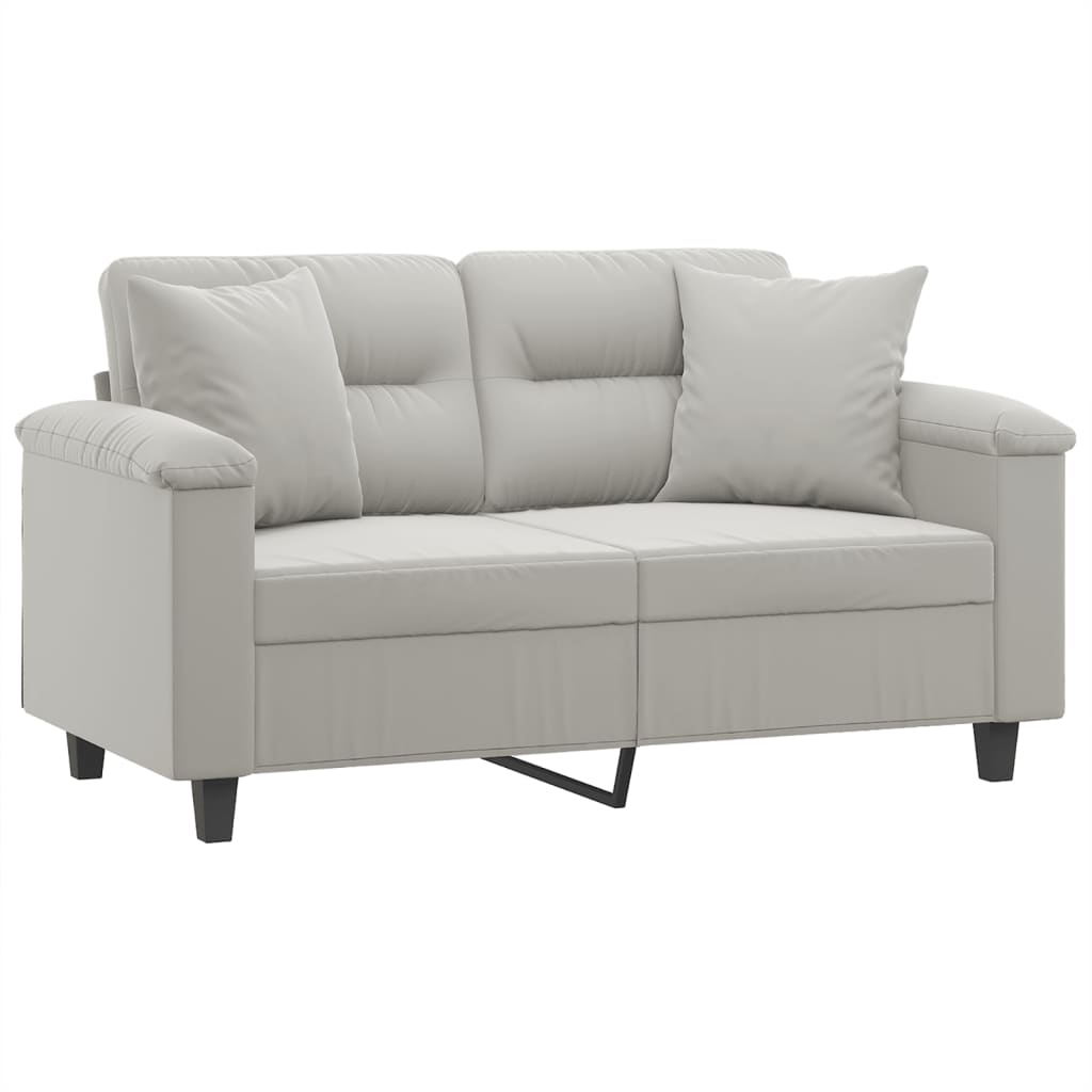  2-Sitzer-Sofa mit Kissen Hellgrau 120 cm Mikrofasergewebe
