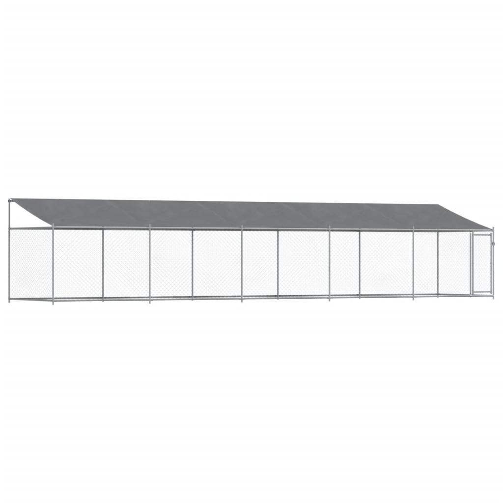  Hundezwinger mit Dach und Tür Grau 10x2x2 m Verzinkter Stahl