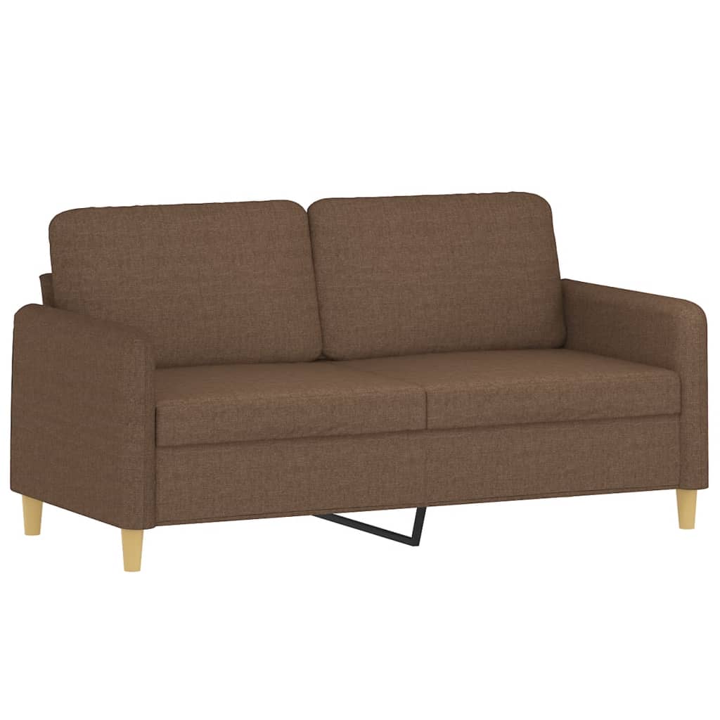  2-Sitzer-Sofa mit Zierkissen Braun 140 cm Stoff