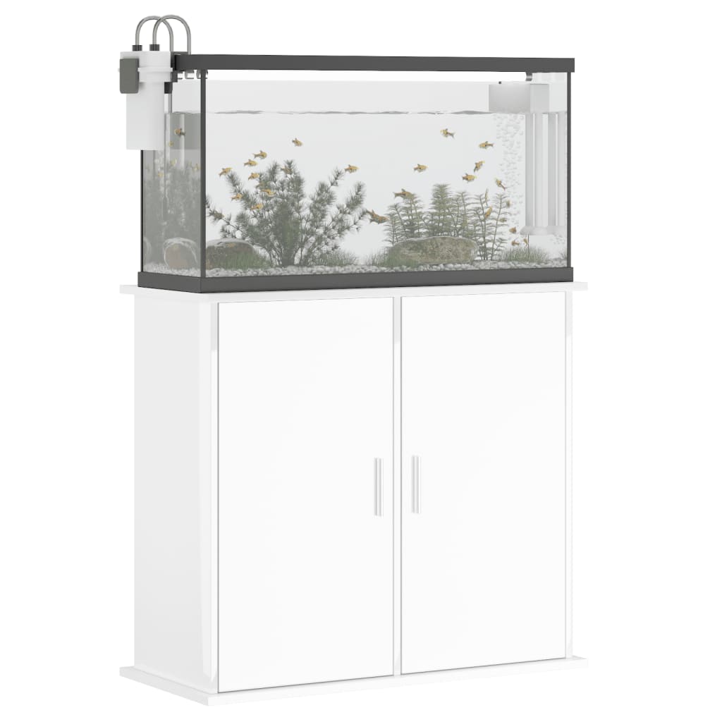  Aquariumständer Hochglanz-Weiß 81x36x73 cm Holzwerkstoff