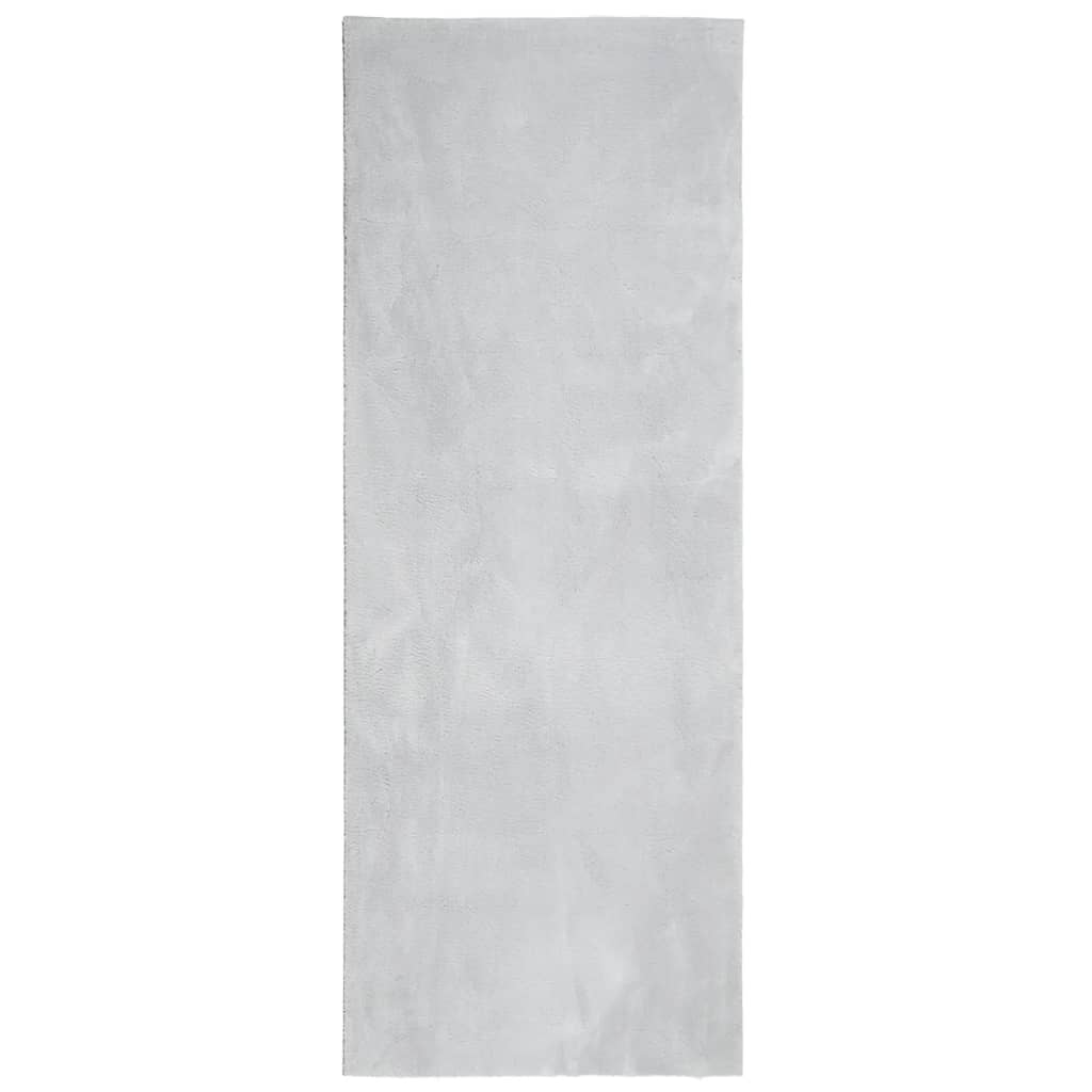  Teppich HUARTE Kurzflor Weich und Waschbar Grau 80x200 cm