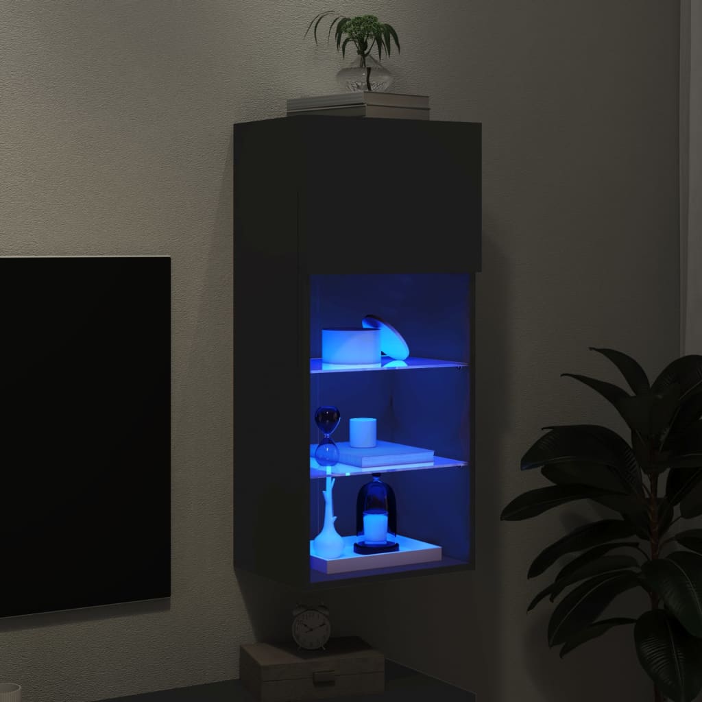  TV-Schrank mit LED-Leuchten Schwarz 40,5x30x90 cm