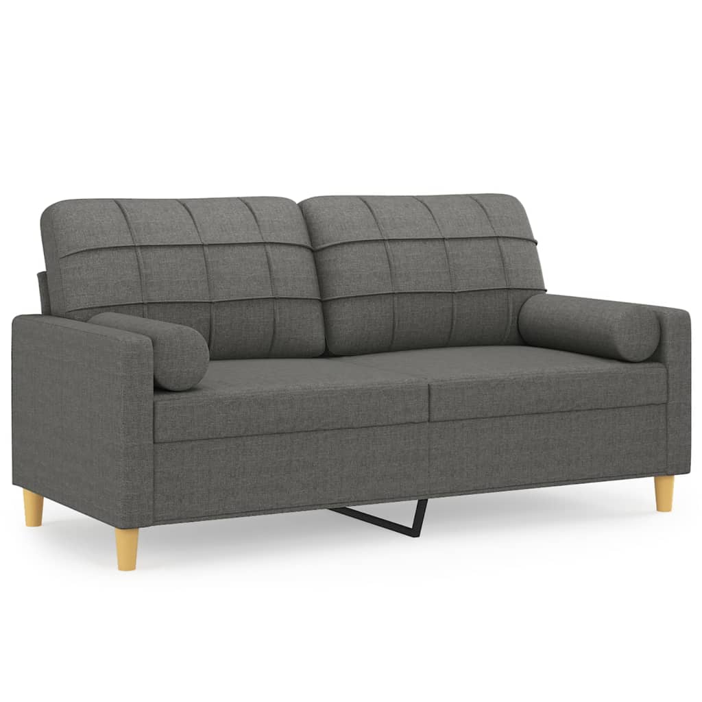  2-Sitzer-Sofa mit Zierkissen Dunkelgrau 140 cm Stoff