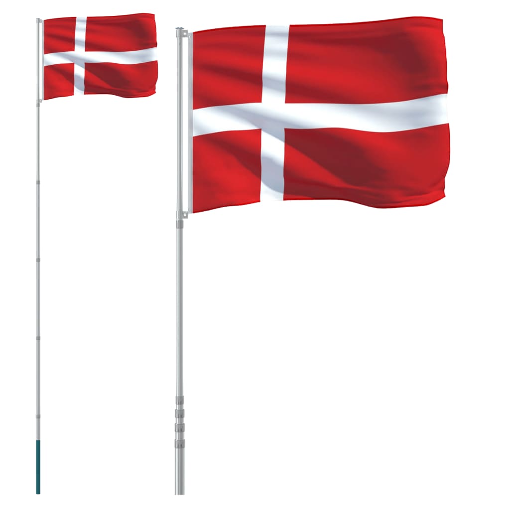  Flagge Dänemarks mit Mast 5,55 m Aluminium