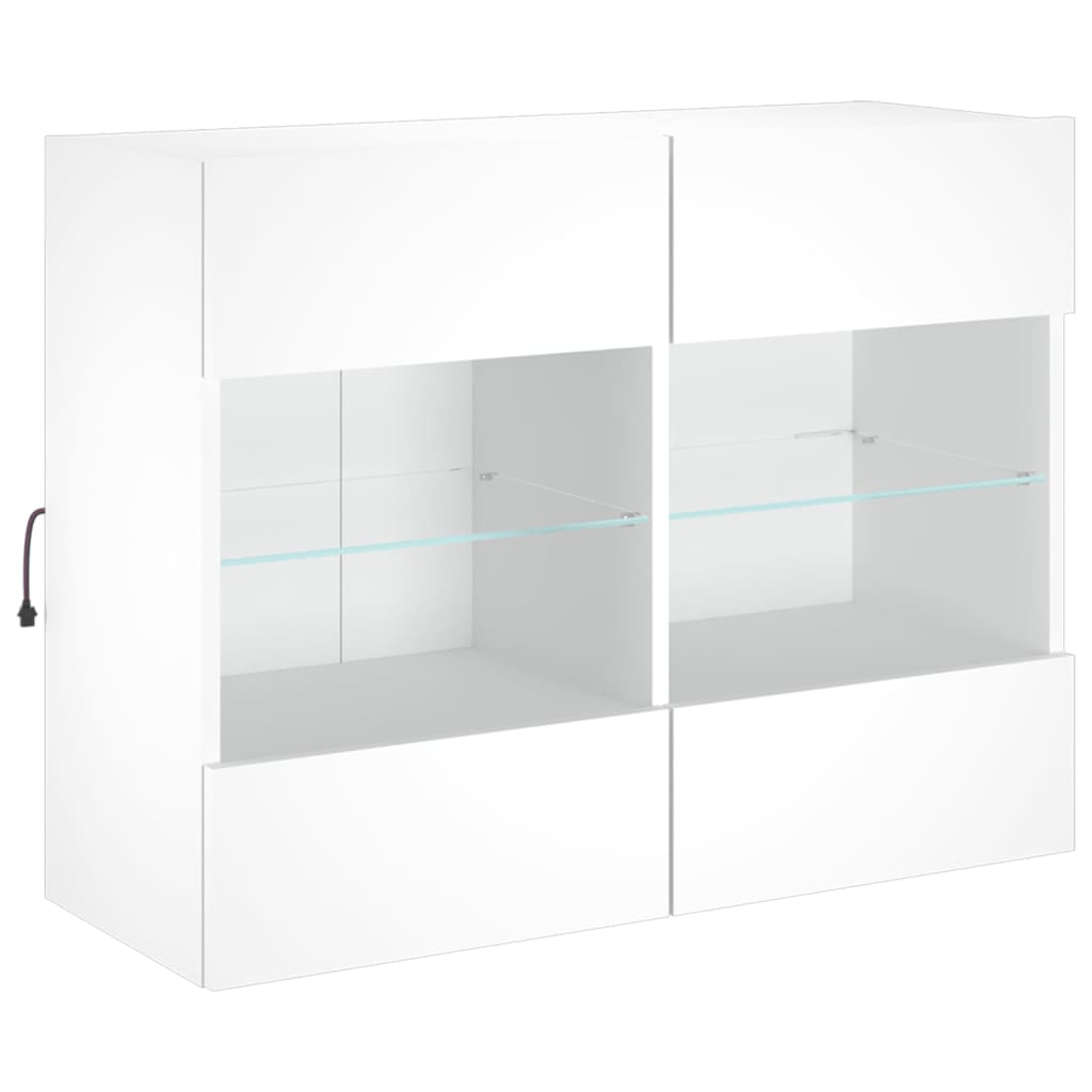  TV-Wandschrank mit LED-Leuchten Weiß 78,5x30x60,5 cm