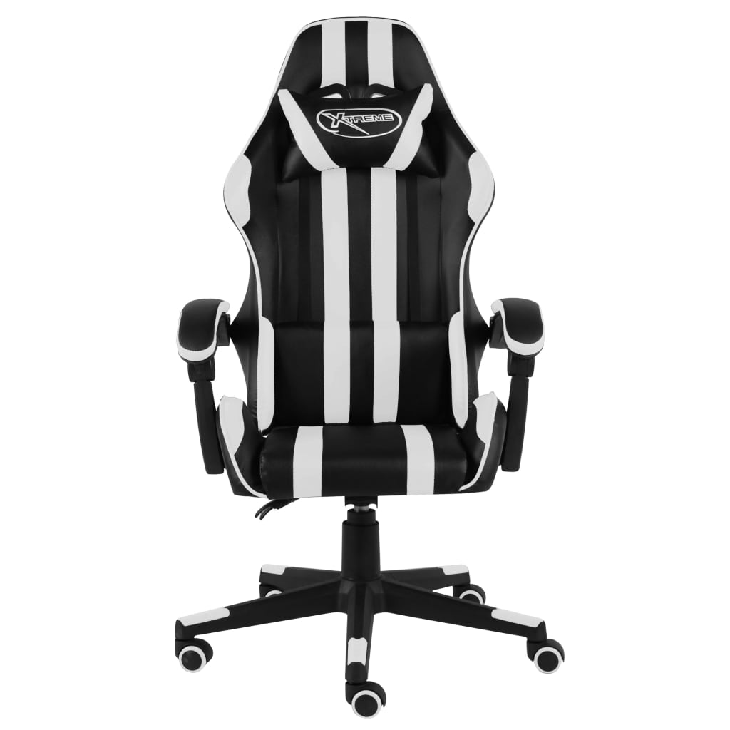  Gaming-Stuhl Schwarz und Weiß Kunstleder
