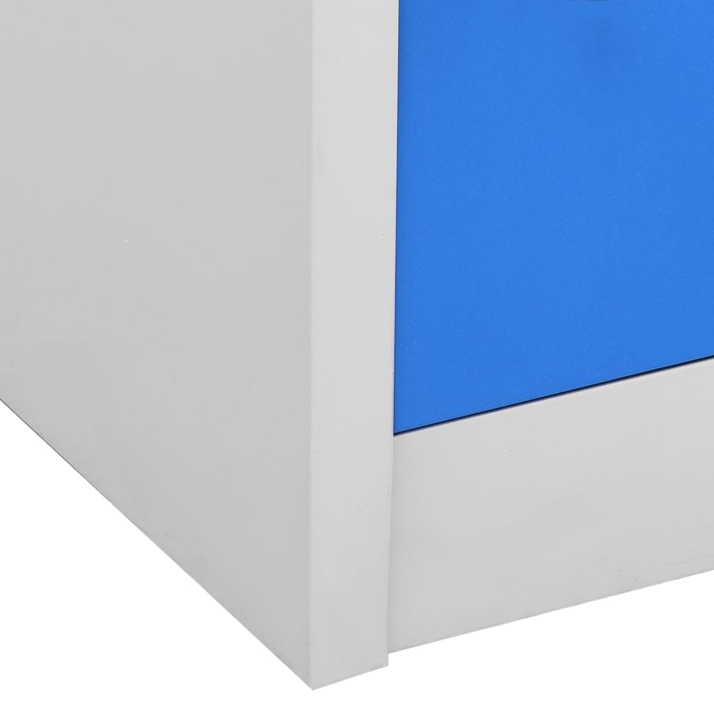  Schließfachschrank Hellgrau und Blau 90x45x92,5 cm Stahl